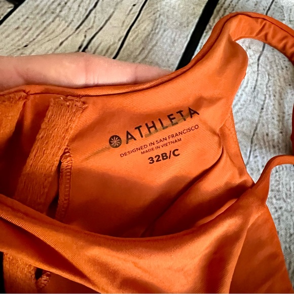 NWT ATHLETA Entwined Bra Cup Tankini Top, Palomino Rust orange Active top, 32B/C - Picture 7 of 13